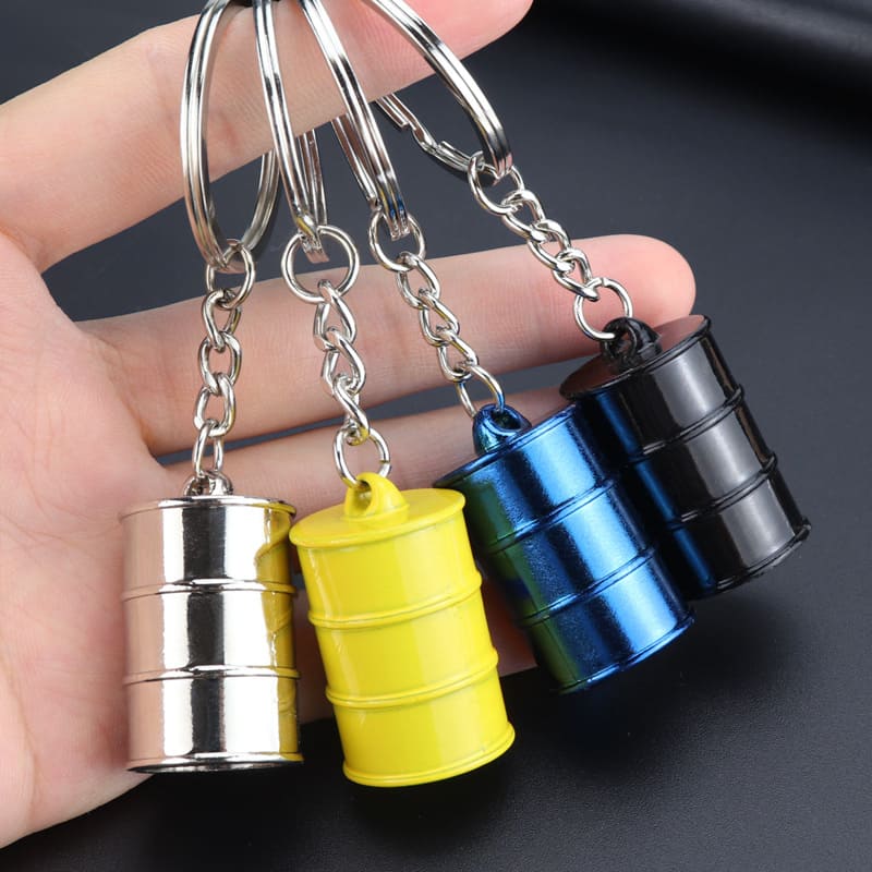 car gasoline barrels shape metal keychain