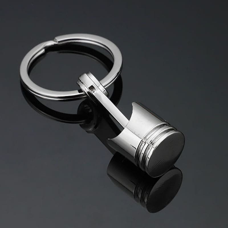 car piston shape metal keychain