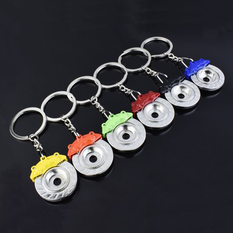 car brake disc shape metal keychain