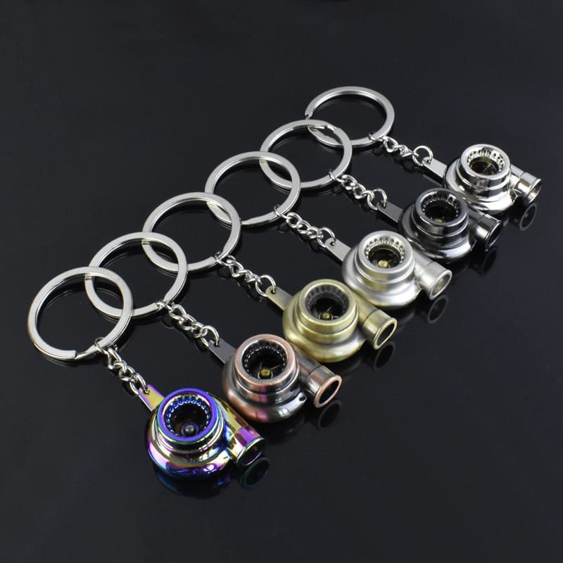 car turbine shape metal keychain