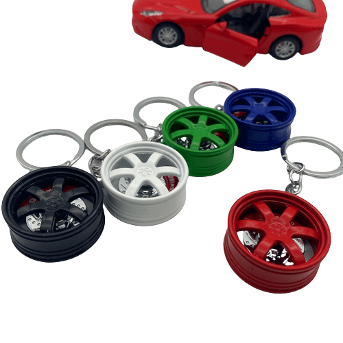 car wheel shape metal keychain