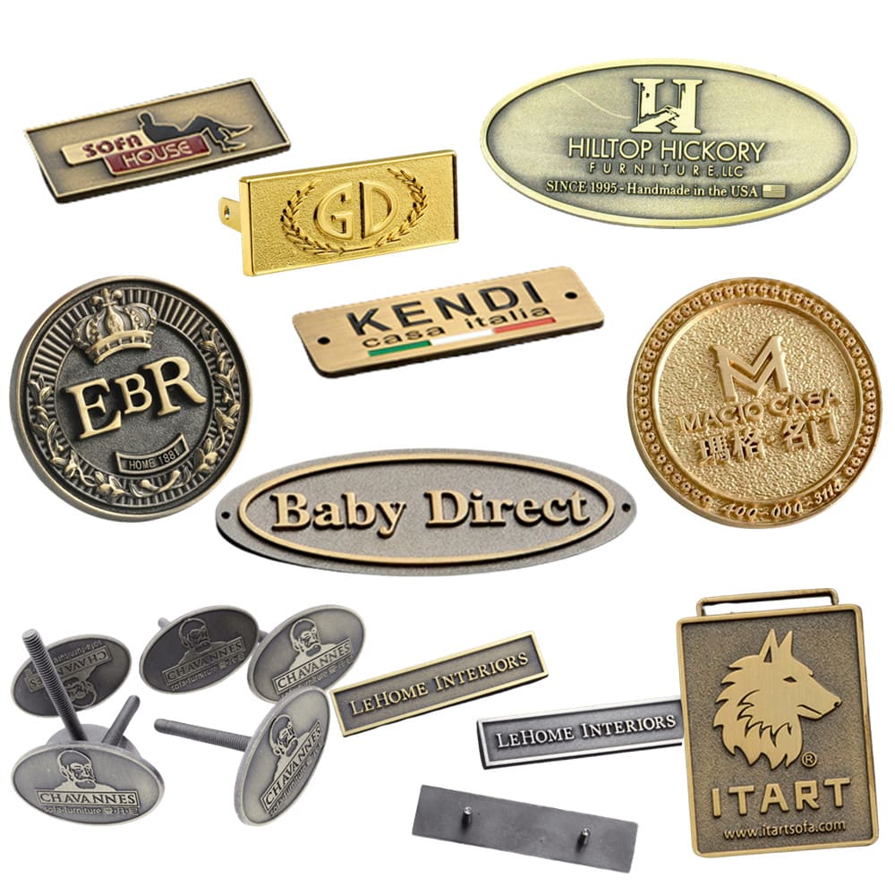 Custom metal labels for furniture