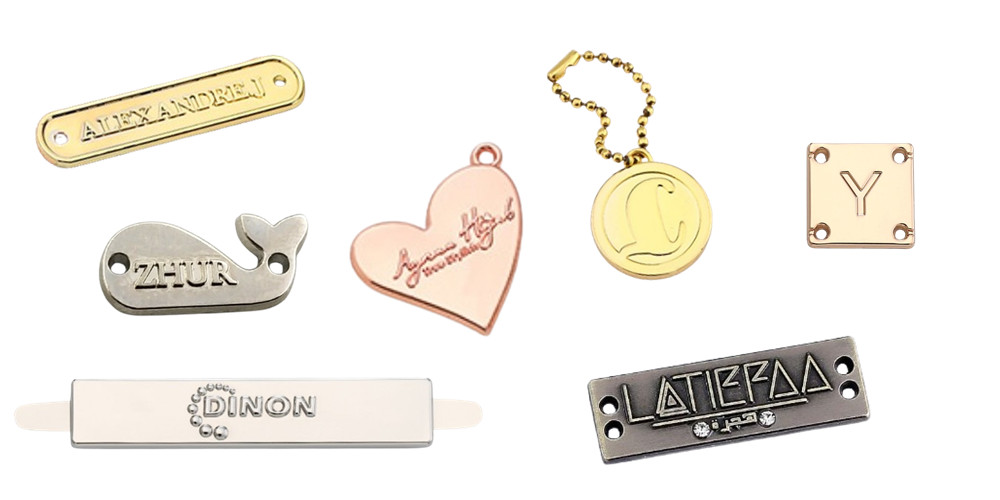 Embossed metal tags/labels for purse