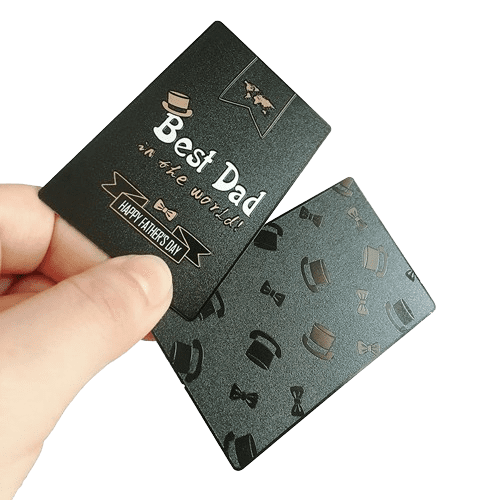 etched metal business card with color printing