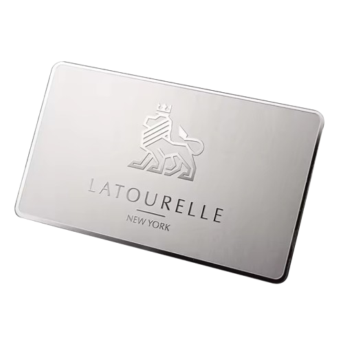 silver metal business card
