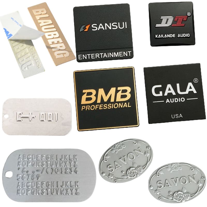 custom embossed aluminum labels/tags