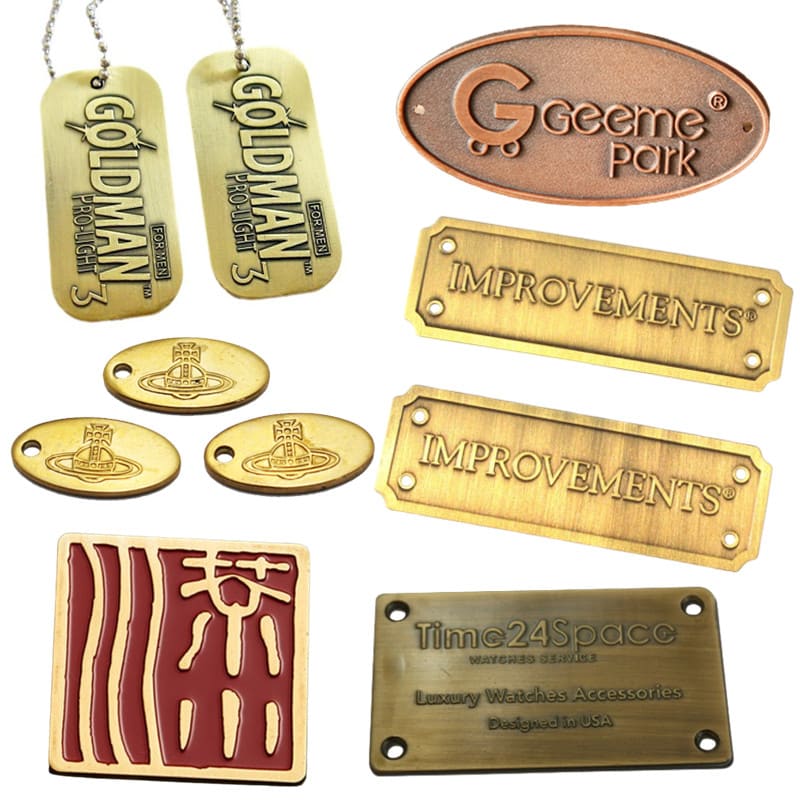 custom embossed brass tags