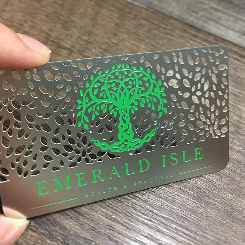 color filling etched cut out metal business card