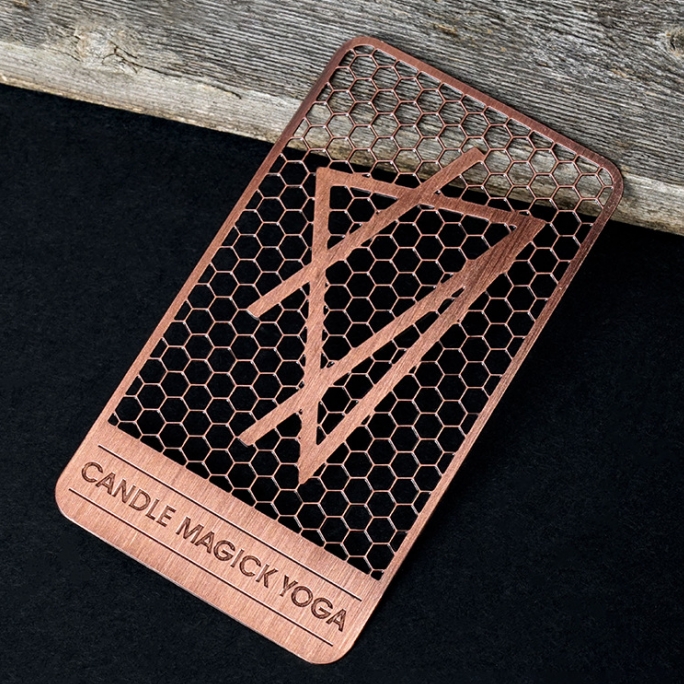 etched cut out metal business card