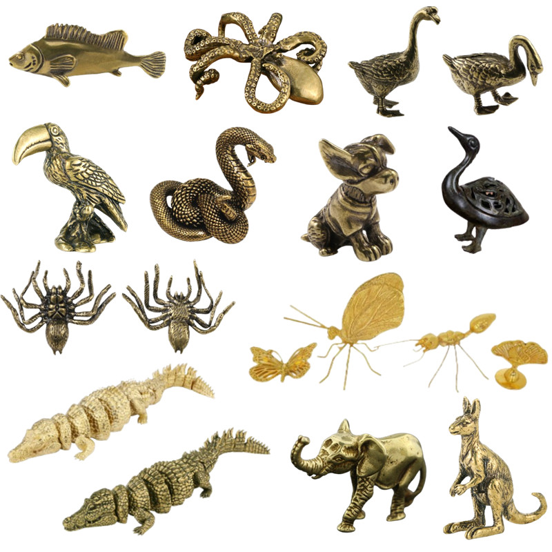 Brass animal miniature figurines ornaments