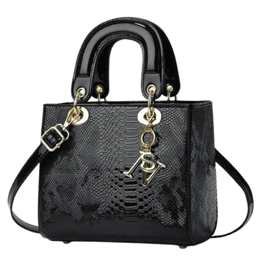 handbag with hang metal tags