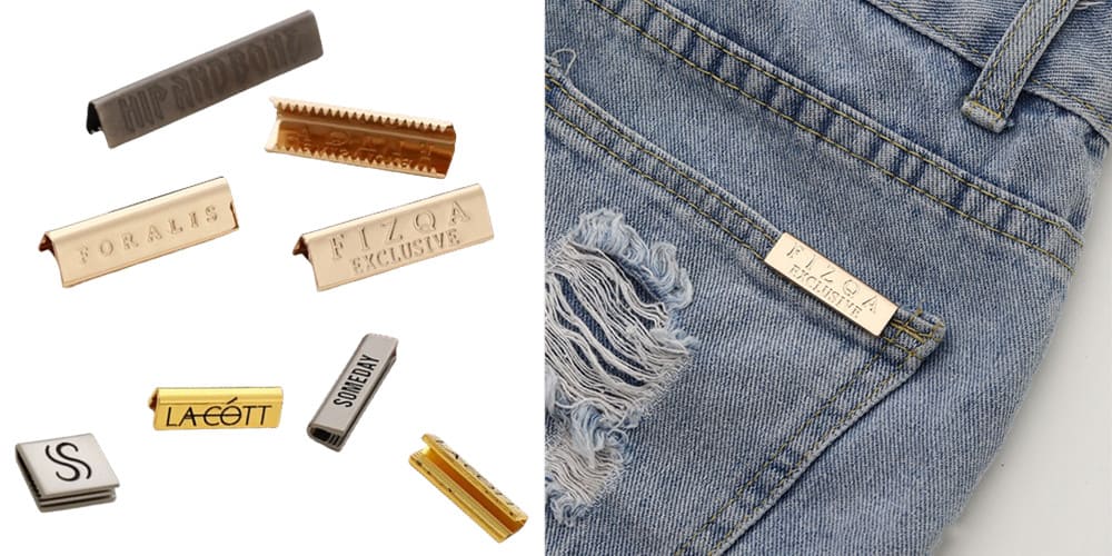 custom metal edge tags/hem tags for jeans