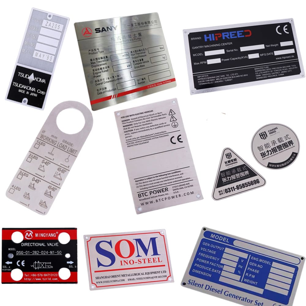 custom metal tags labels for equipments