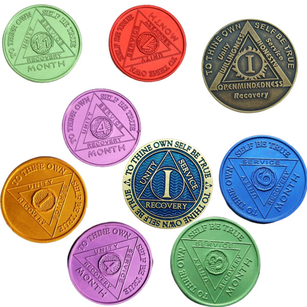 Custom AA sobriety coins