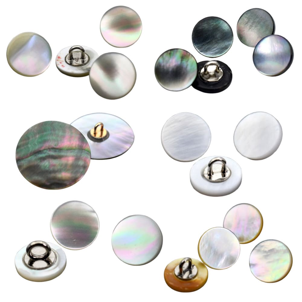 mother of pearl metal shank buttons