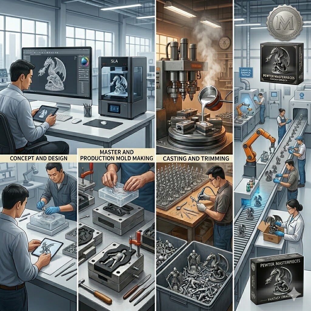 pewter figures production process